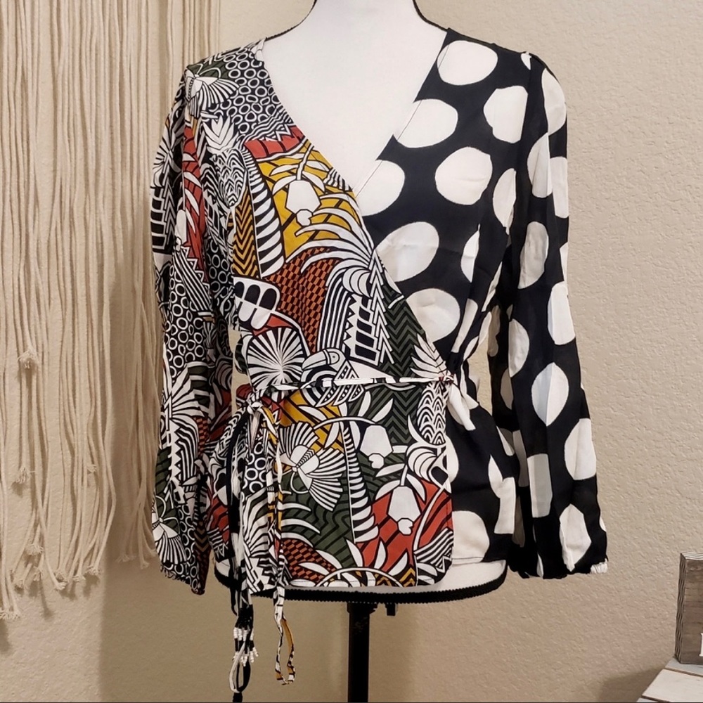 Anthropologie Farm Rio Rainforest Wrap Blouse